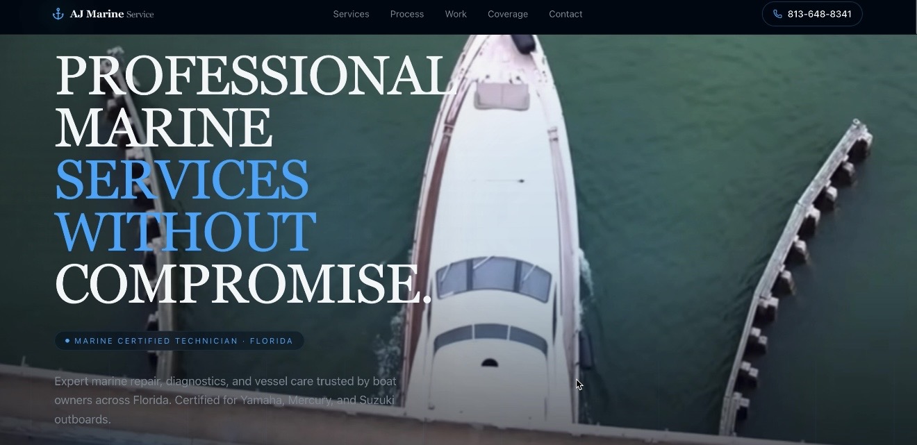 AJ Marine Service — website built by Forge Digital Studios
